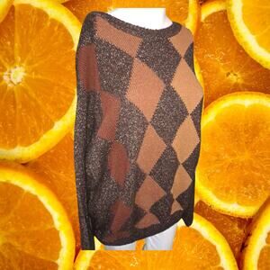 Cellini Men's Wool-Acrylic Long Sleeve Crew Neck‎ Pullover Dimond Sweater Size L